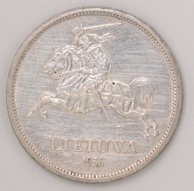 1936 Republic of Lithuania 5 Litai Silver Coin 立陶宛共和國 5立特銀幣