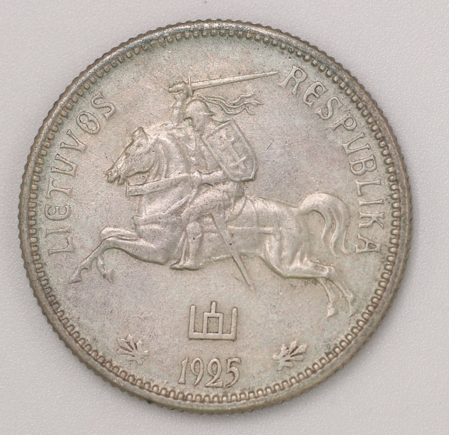 1925 Republic of Lithuania 2 Litu Silver Coin 立陶宛共和國 2立特銀幣