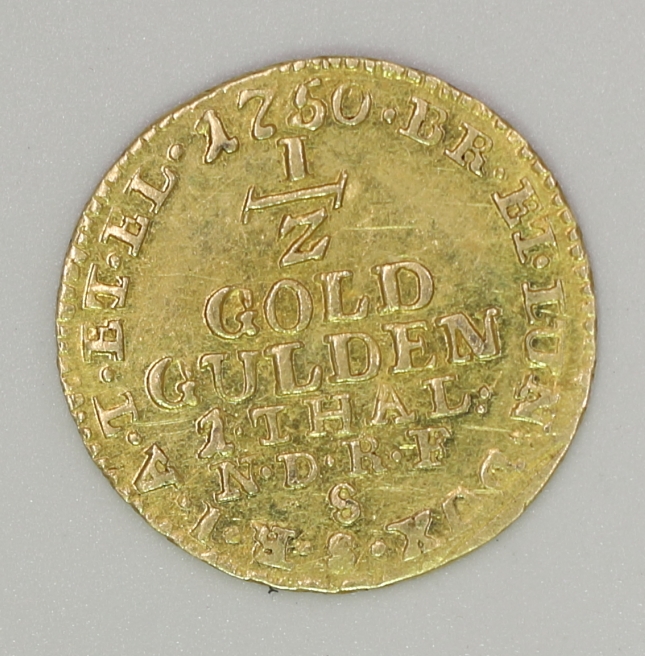 Holy Roman Empire Electorate of Hanover George II 1/2 Gold Guilder (1 Thaler) 神聖羅馬帝國 漢諾威選侯國 喬治二世 1/2古爾登(1塔勒)金幣