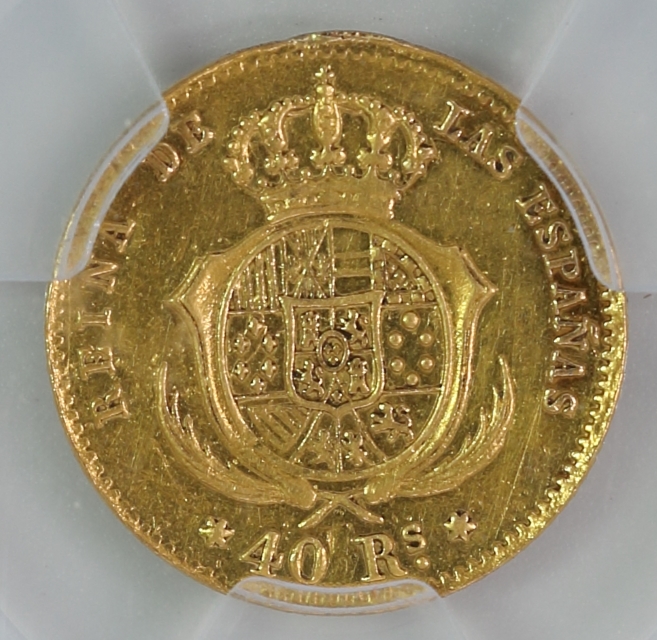 Kingdom of Spain Isabel II 40 Reales Gold Coin 西班牙王國 伊莎貝爾二世 40雷亞爾金幣