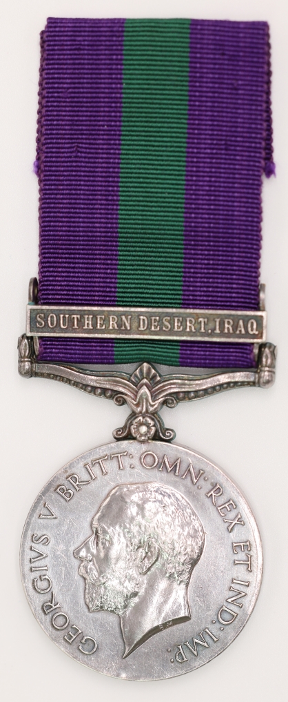 Gerald Patrick Stockwell George V General Service Medal, 1st Type (Full Size, with Southern Desert Iraq Clasp) 傑拉爾德·帕特里克·斯托克韋爾 喬治五世一般服務獎章, 第一型 (官方版，附南部沙漠伊拉克銘牌)